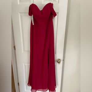Azazie side 10 burgundy off the shoulder bridesmaid dress